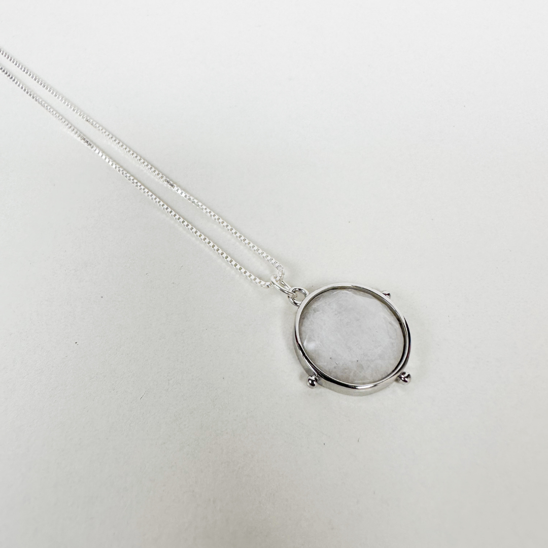Saturn Moonstone Necklace in Sterling Silver