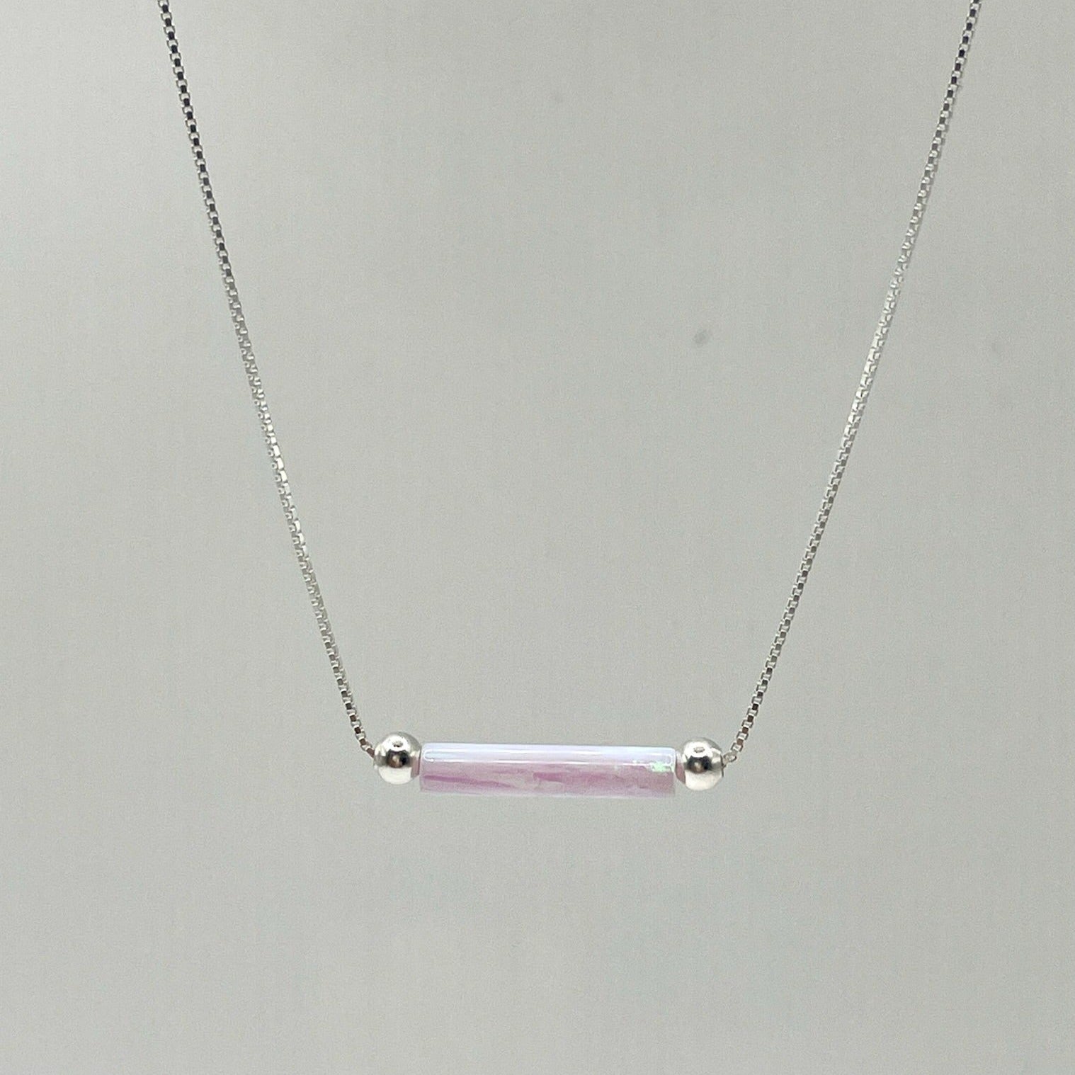 Opalite Bar Necklace - Lilac 