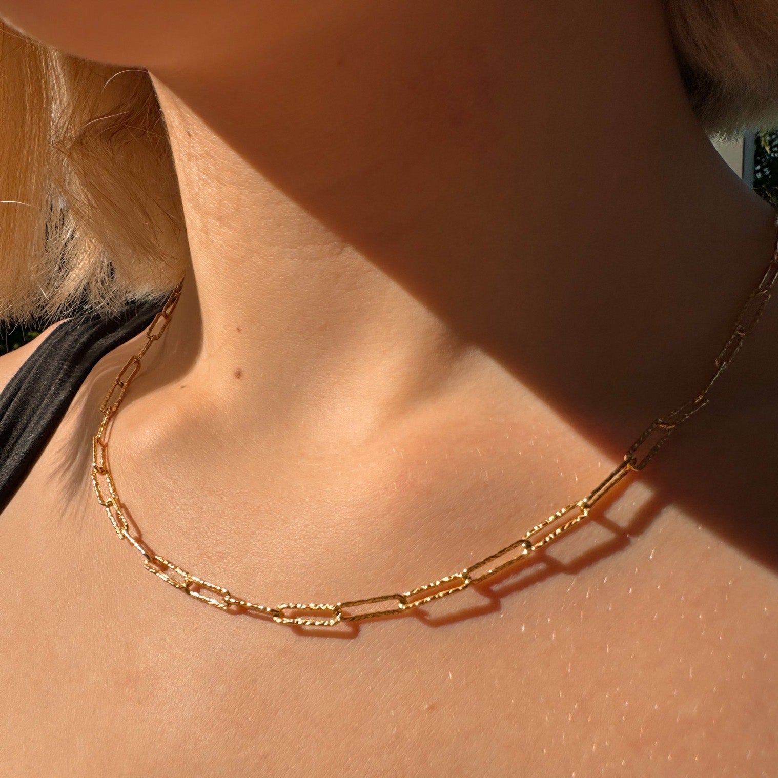 Hammered Paperclip Necklace 