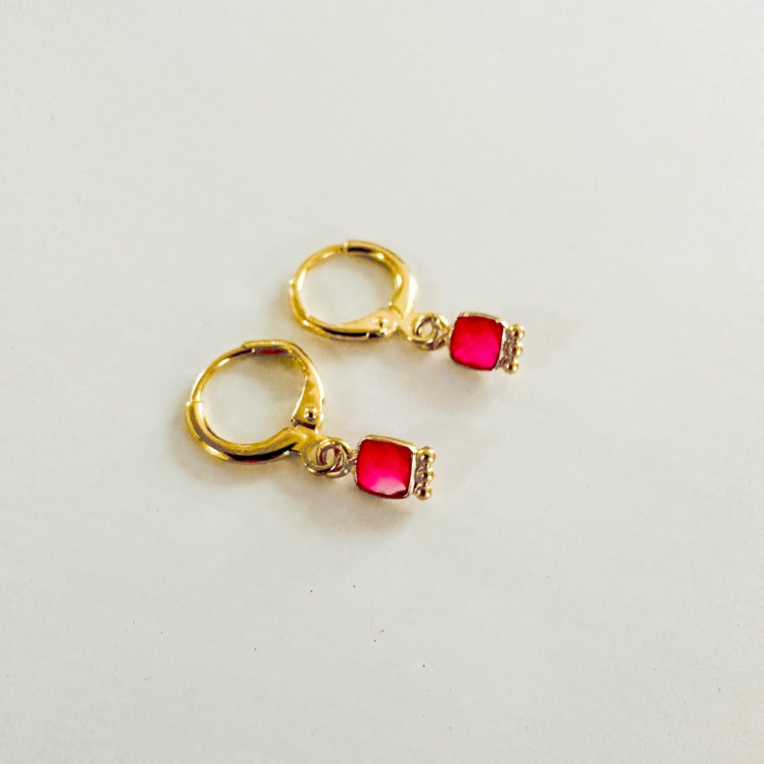 Hot Pink Leto Earrings in 18ct Gold Plated. 