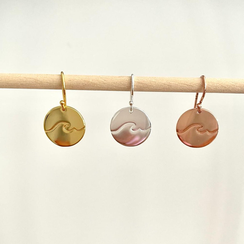 wave earrings, all three variants displayed