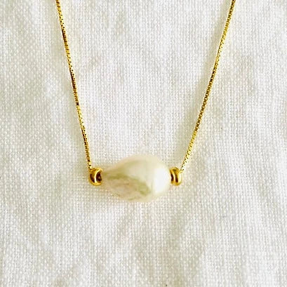 18ct Gold Plated Floating Pearl Necklace