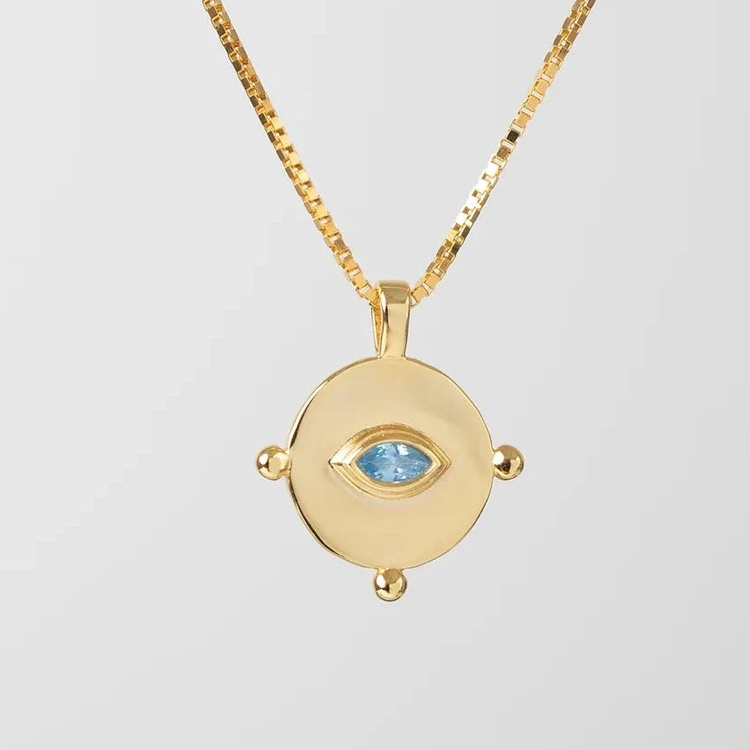 Topaz Evil Eye Necklace in 18ct Gold Plated